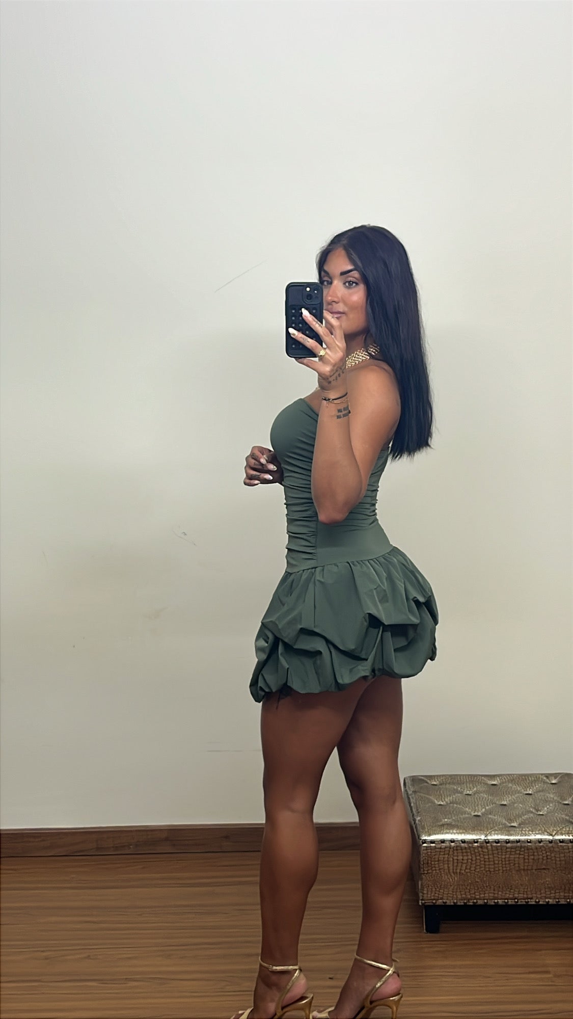 Vestido globo verde