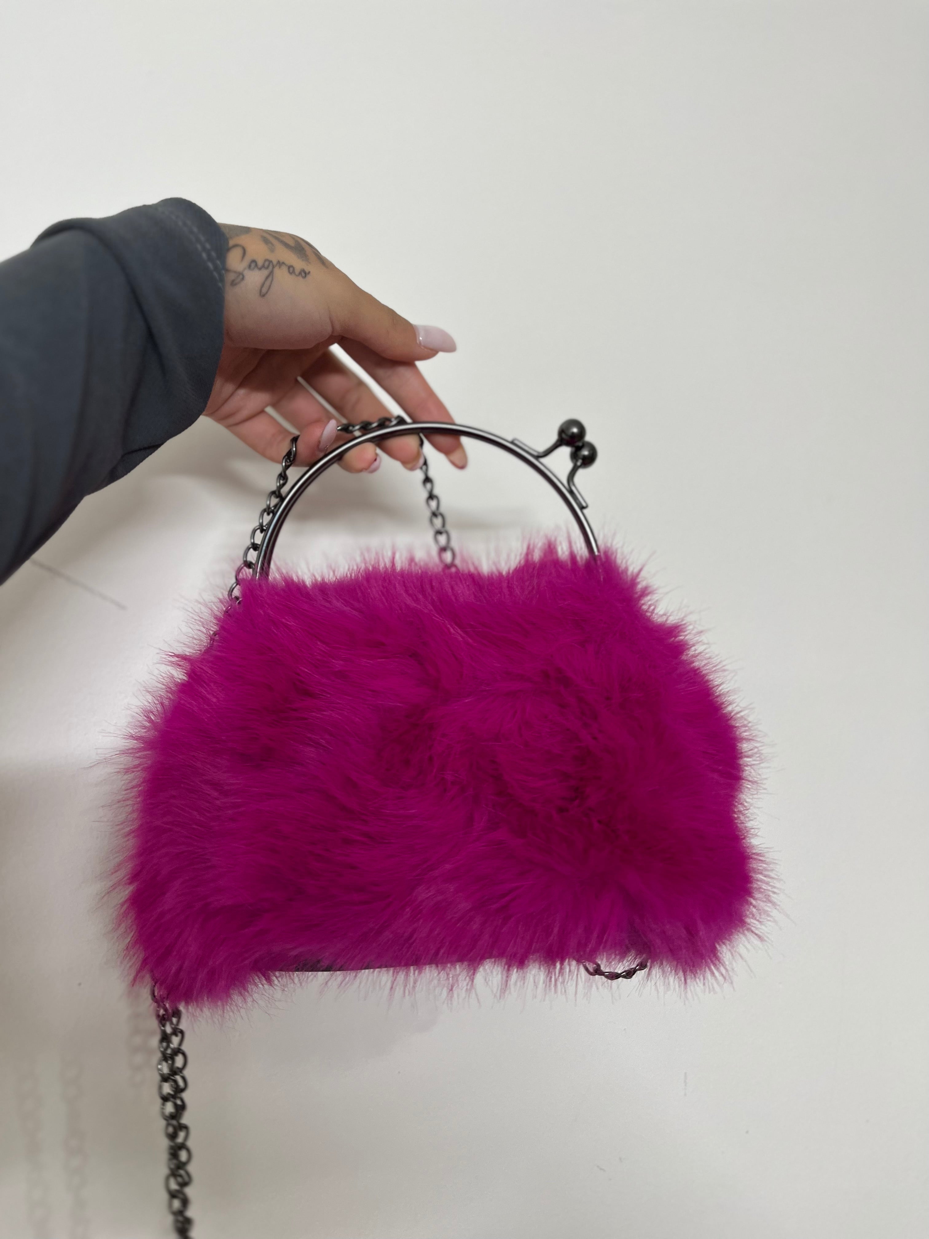 Bolso peluche fucsia