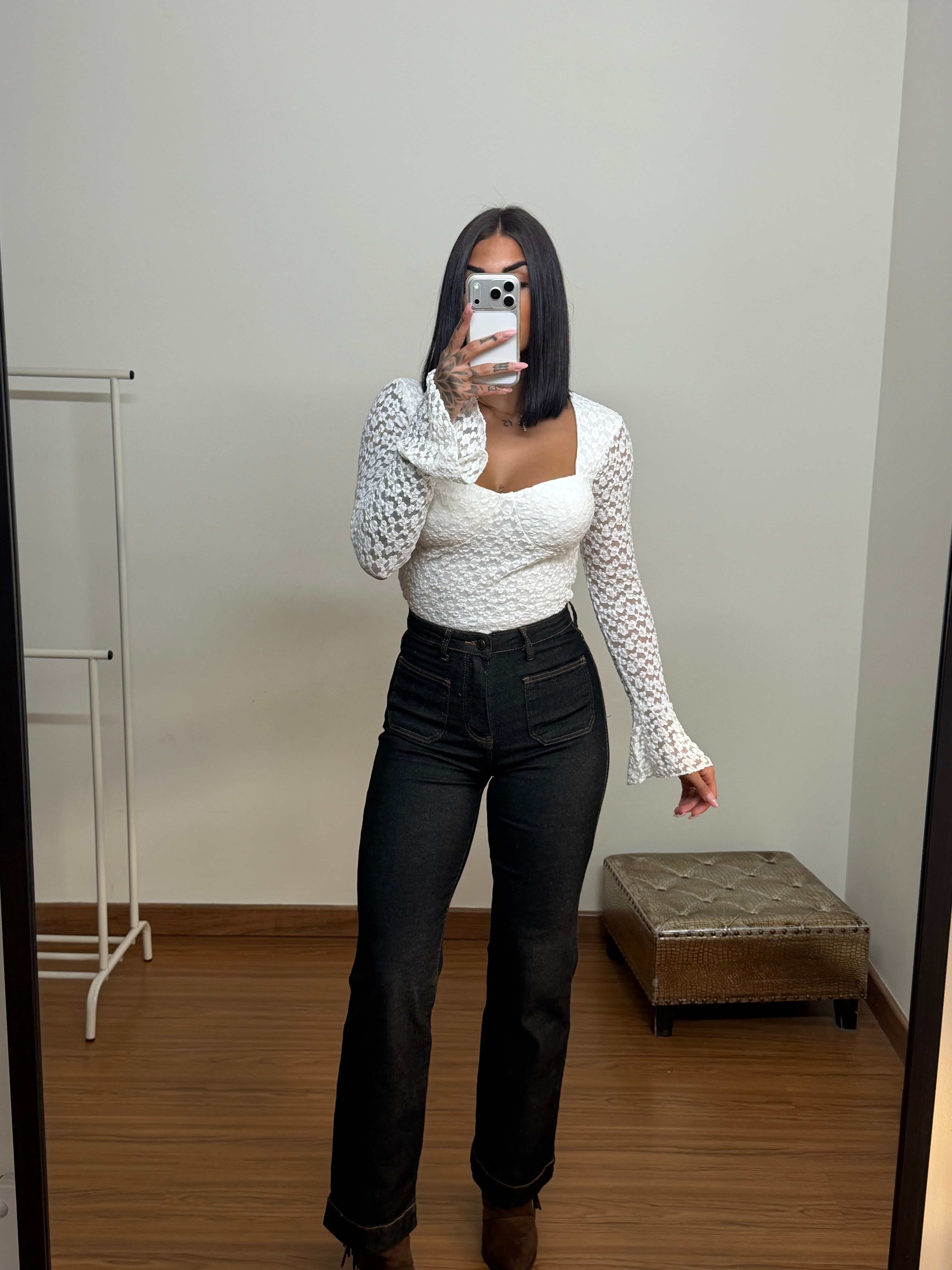 Top corazón encaje blanco