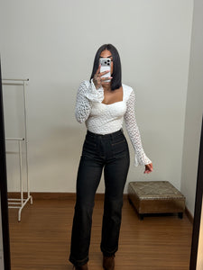 Top corazón encaje blanco