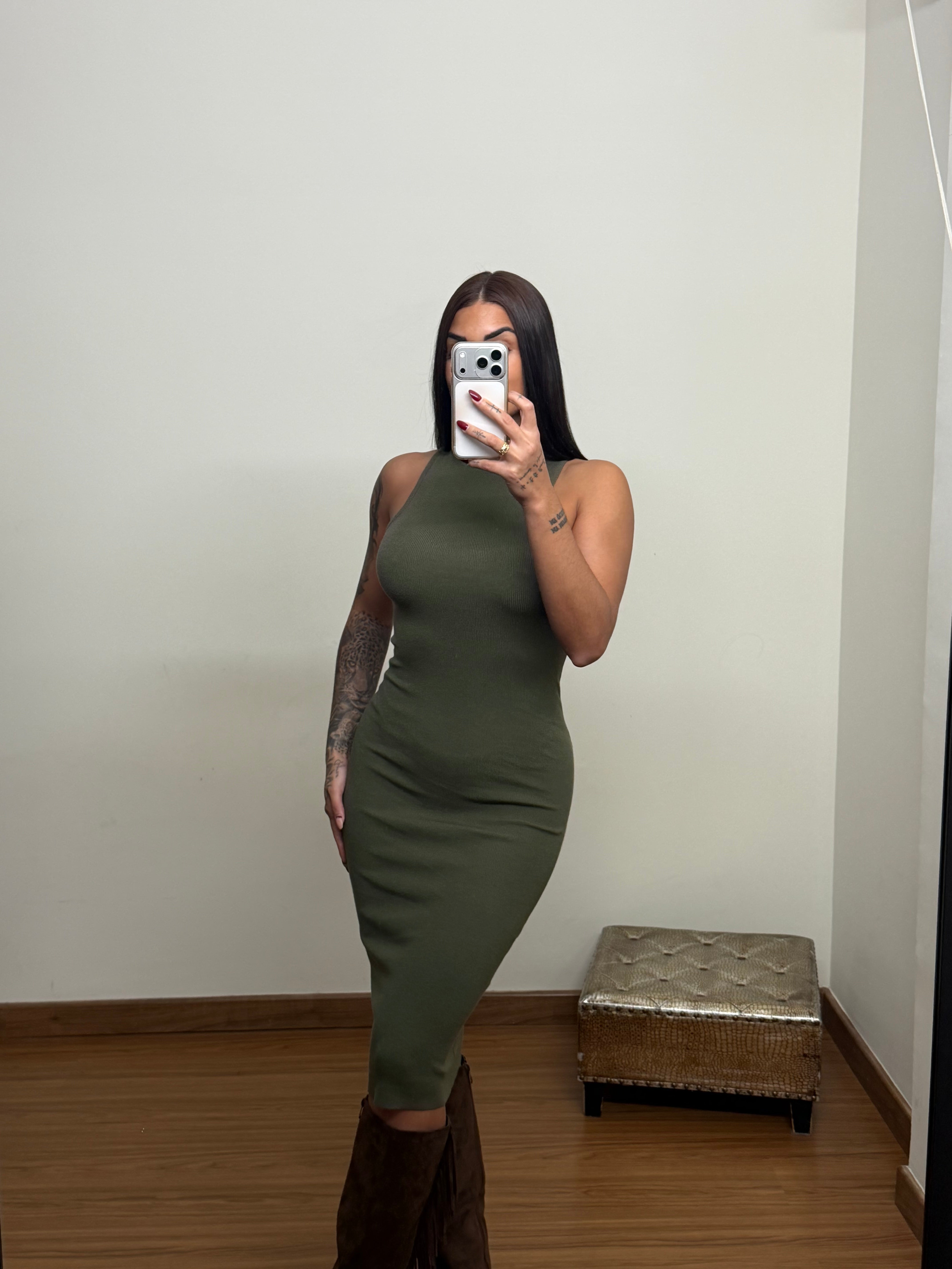 Vestido punto basic verde