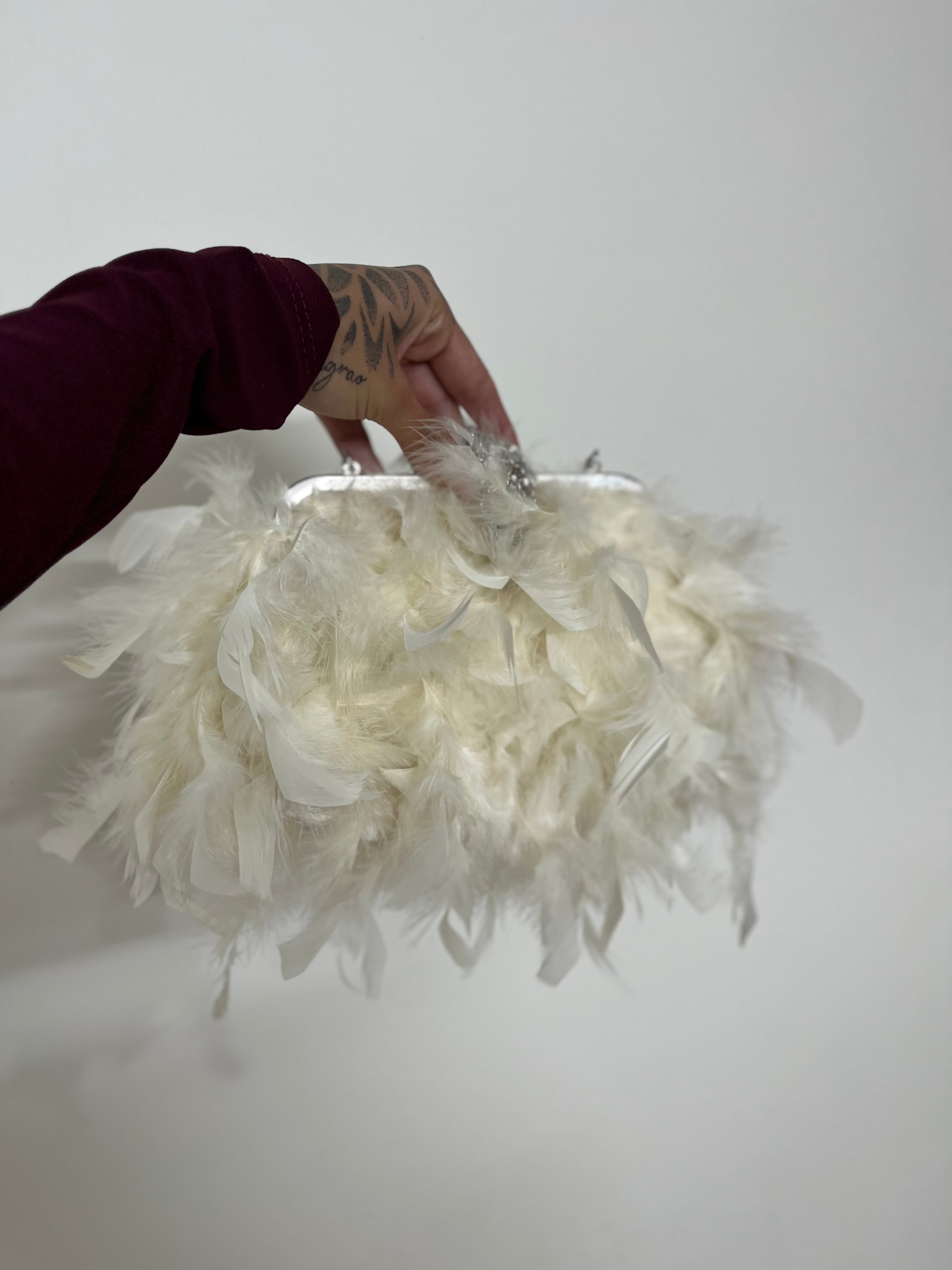 Bolso plumas blanco