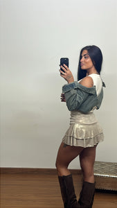 Falda pantalón metalizada