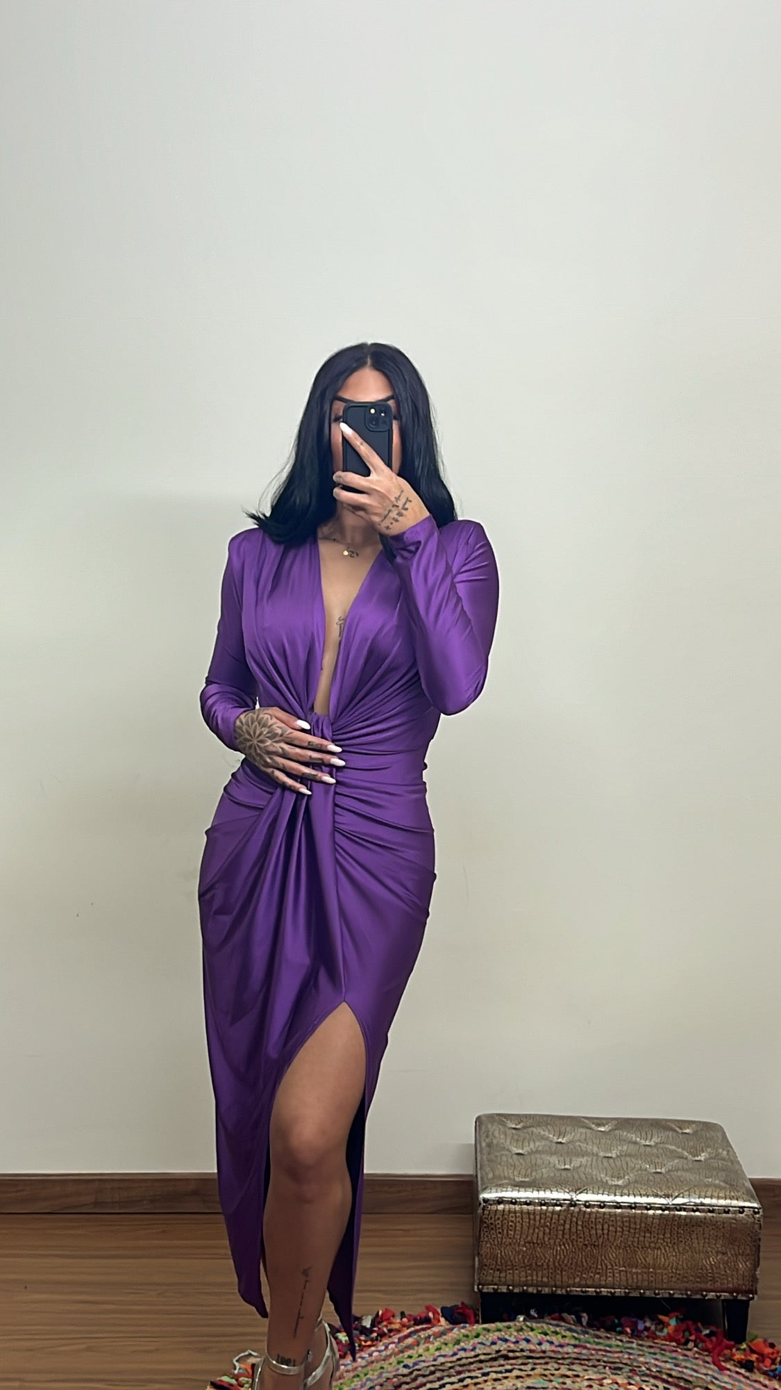 Vestido nudo morado