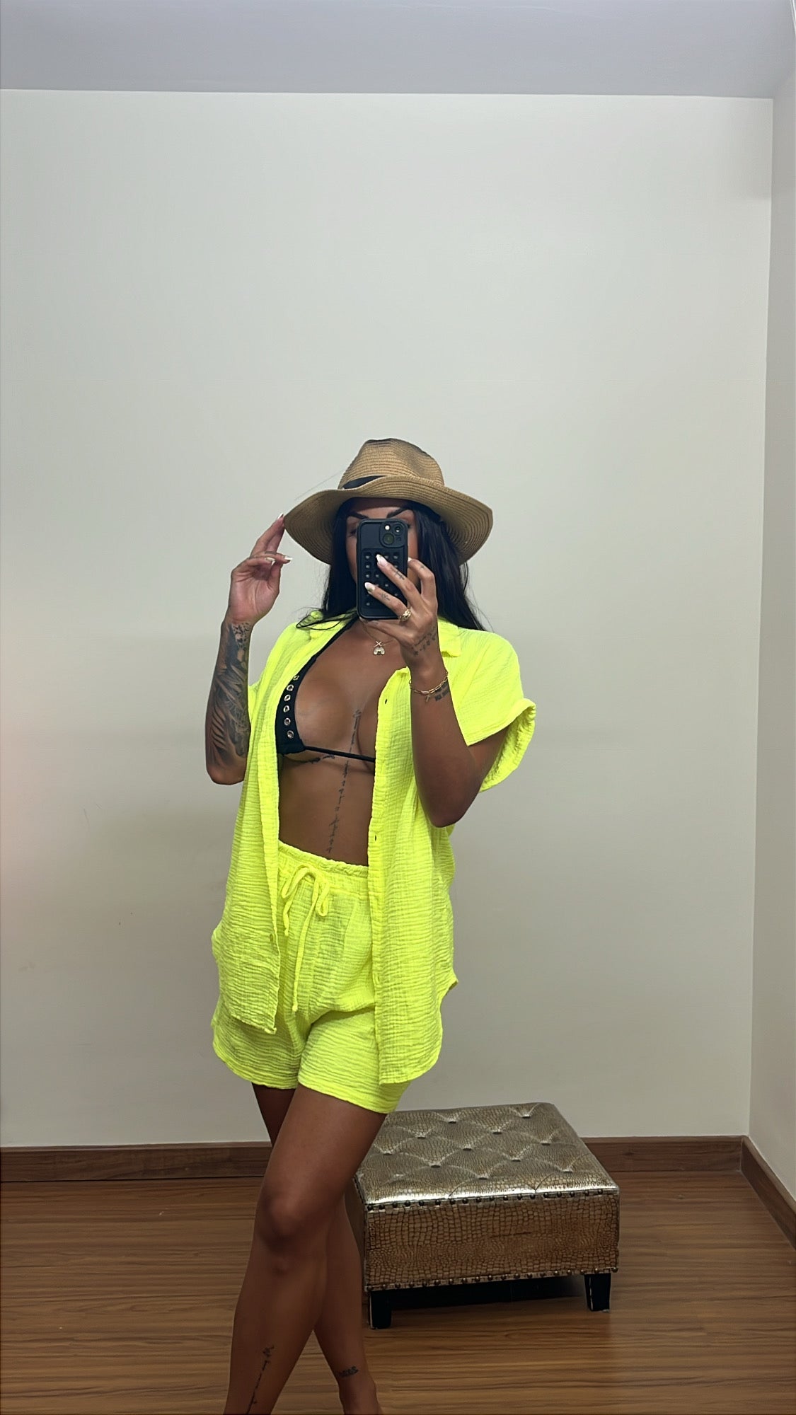 Conjunto bambula fluor amarillo