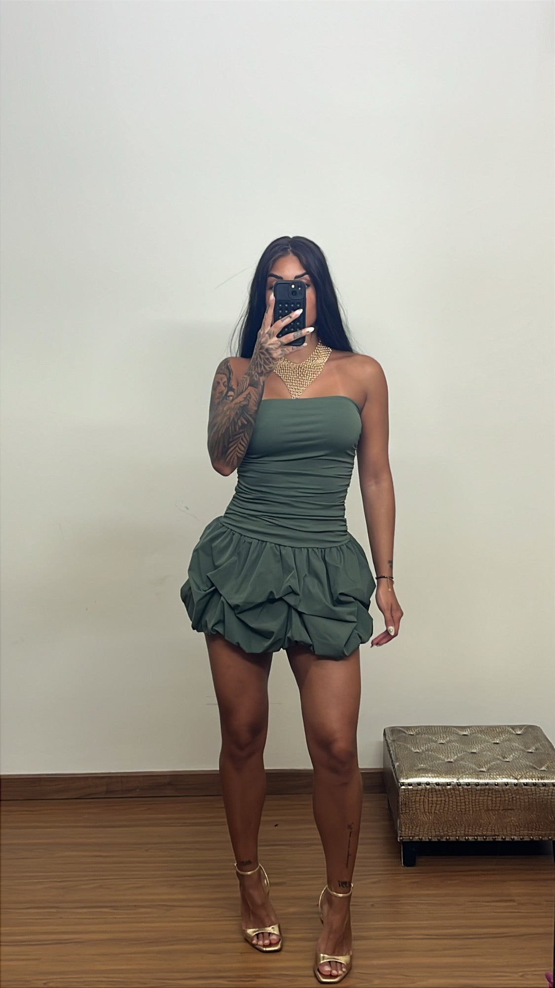 Vestido globo verde