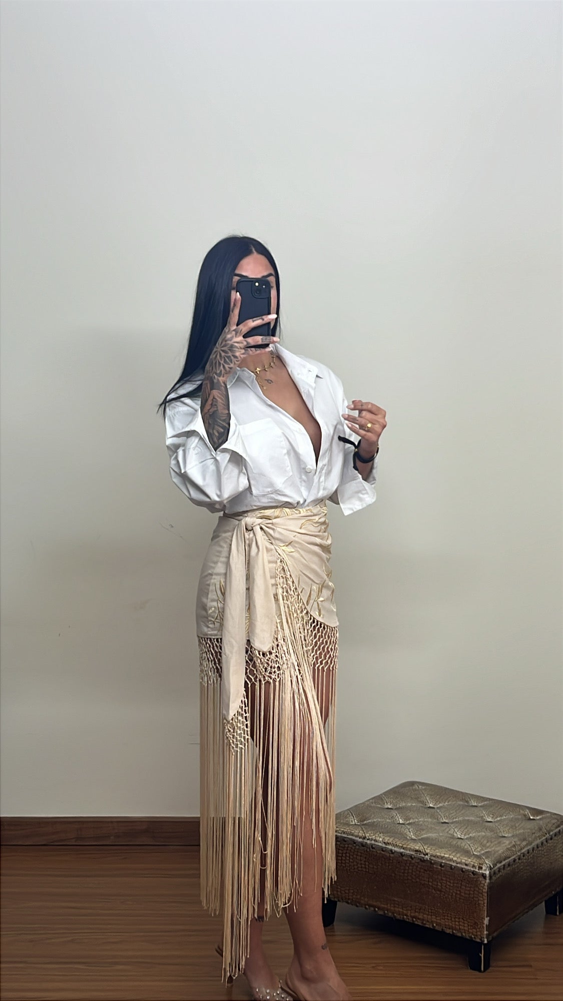 Falda mantoncillo beige