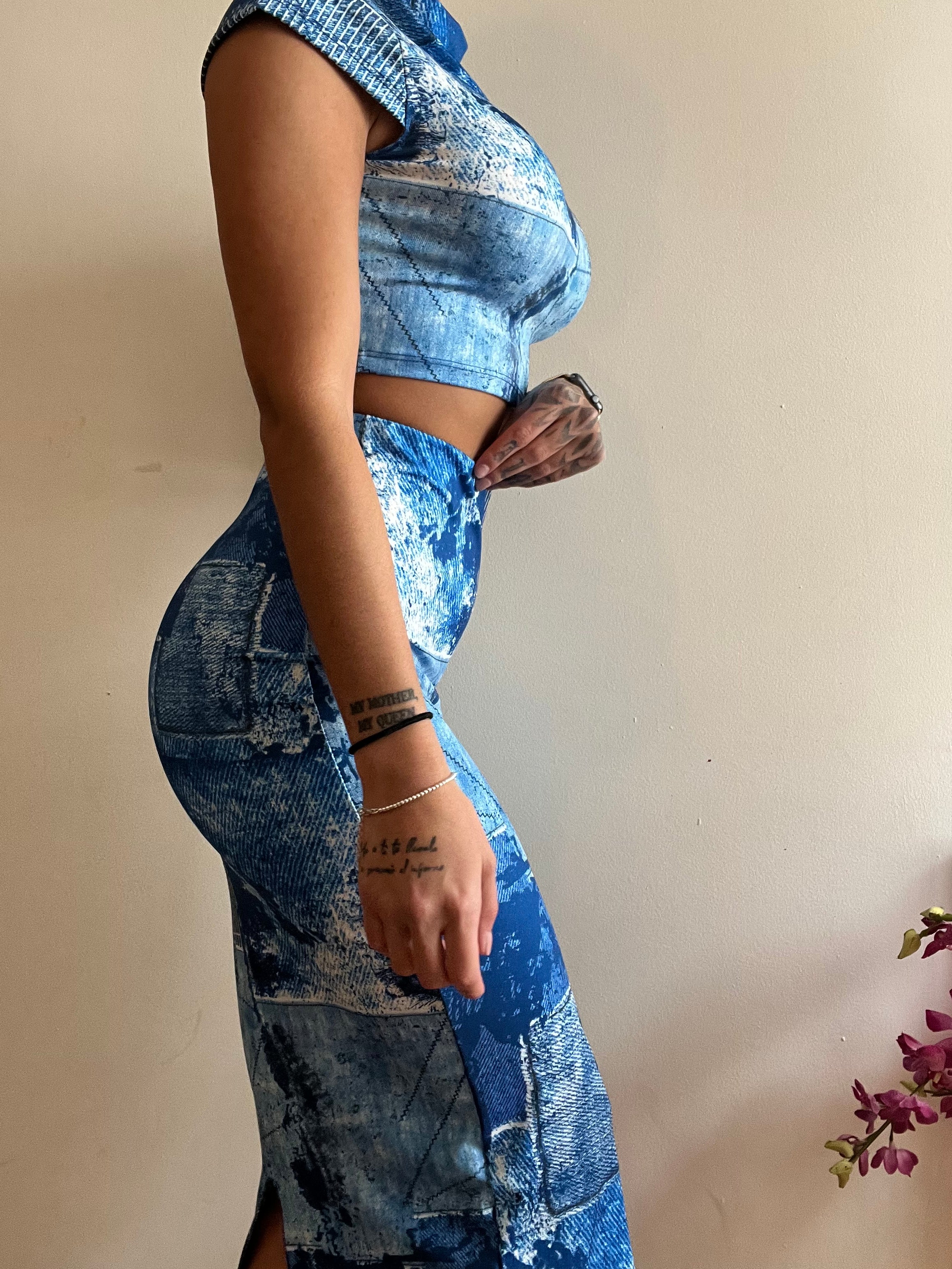 Conjunto efecto denim azul