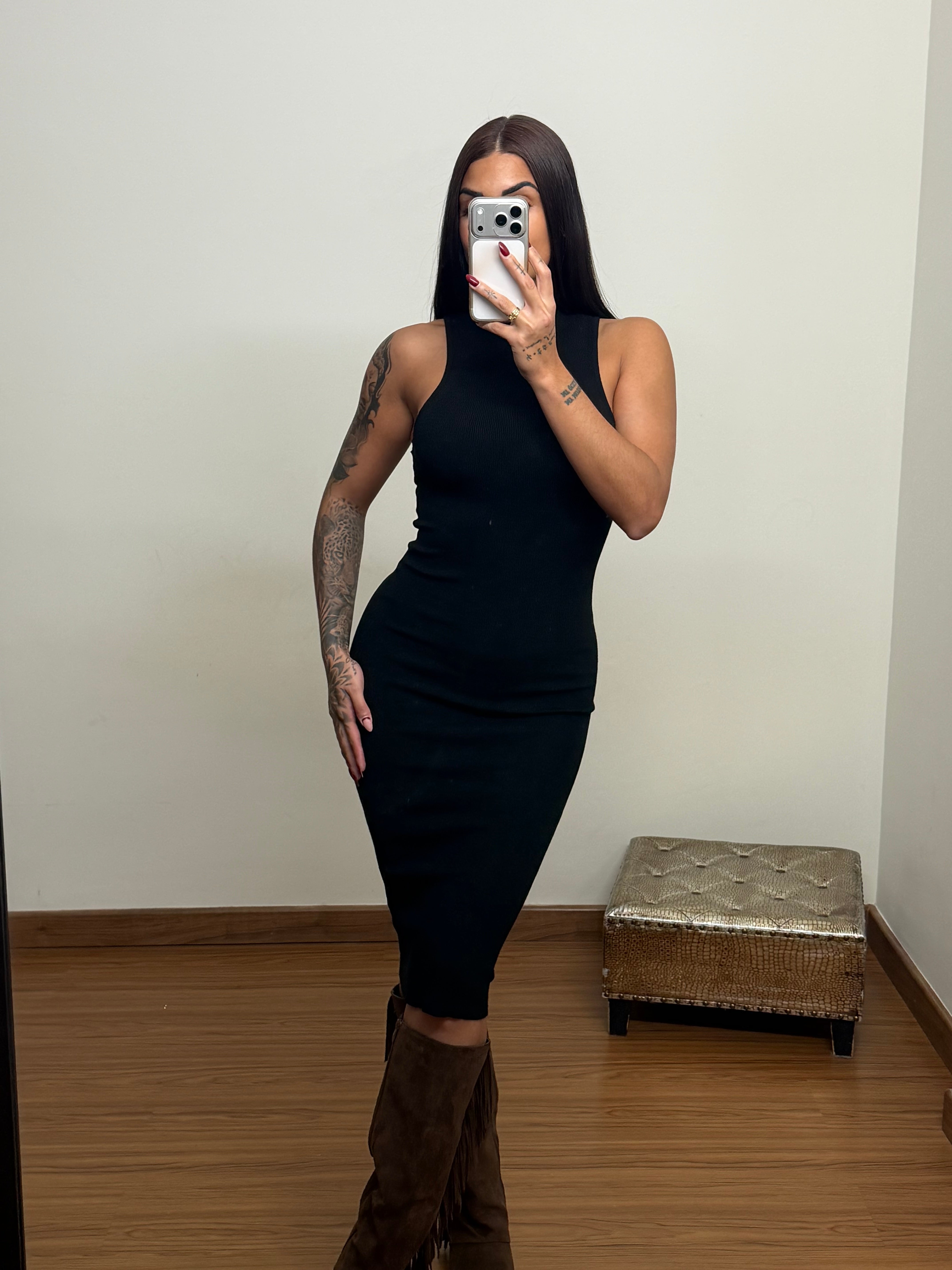 Vestido punto basic negro