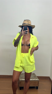 Conjunto bambula fluor amarillo
