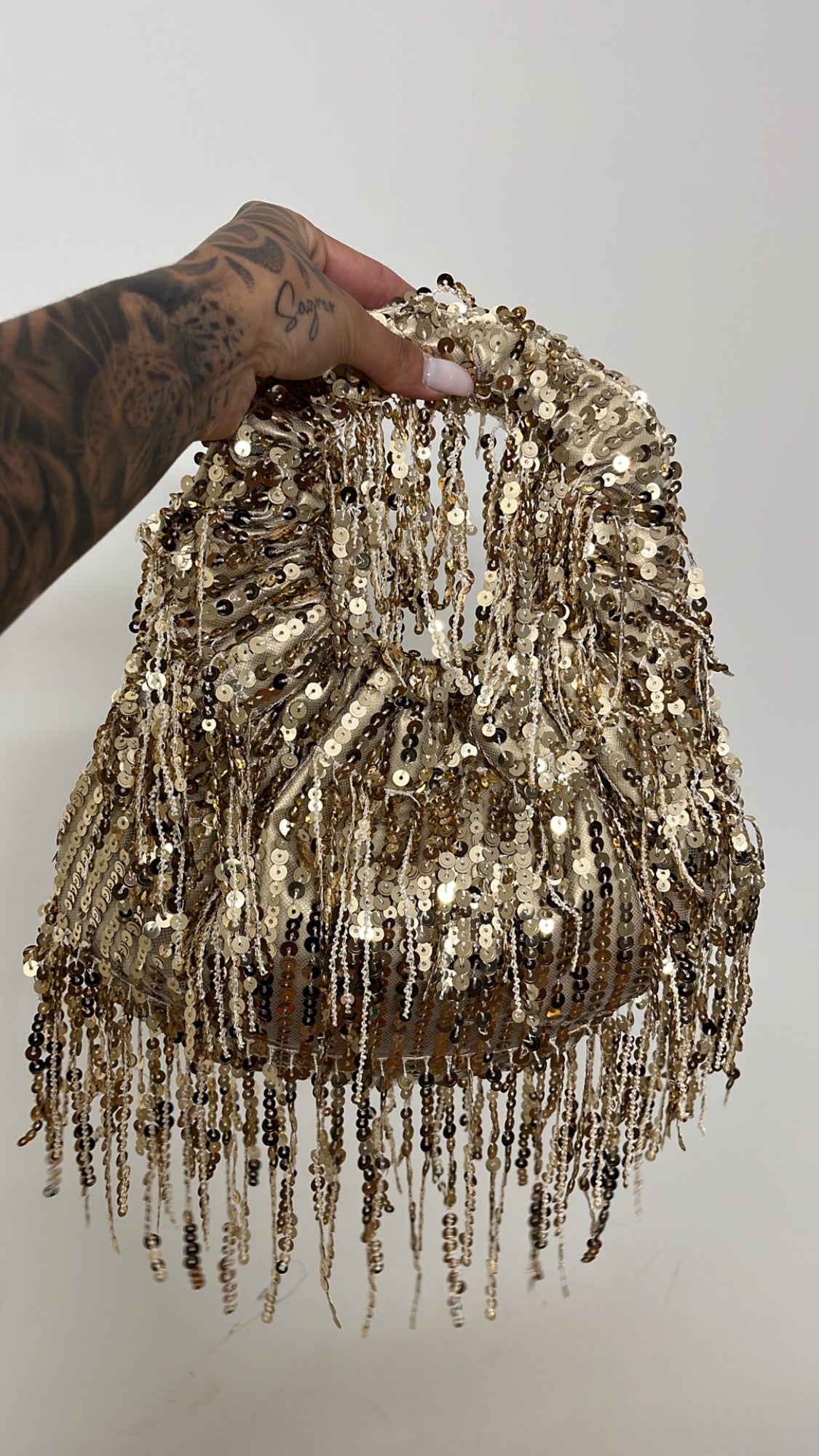 Bolso glitter dorado