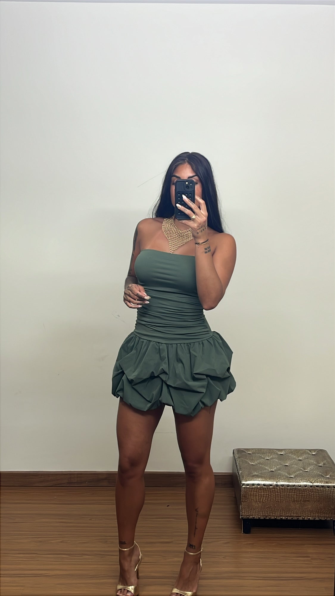 Vestido globo verde