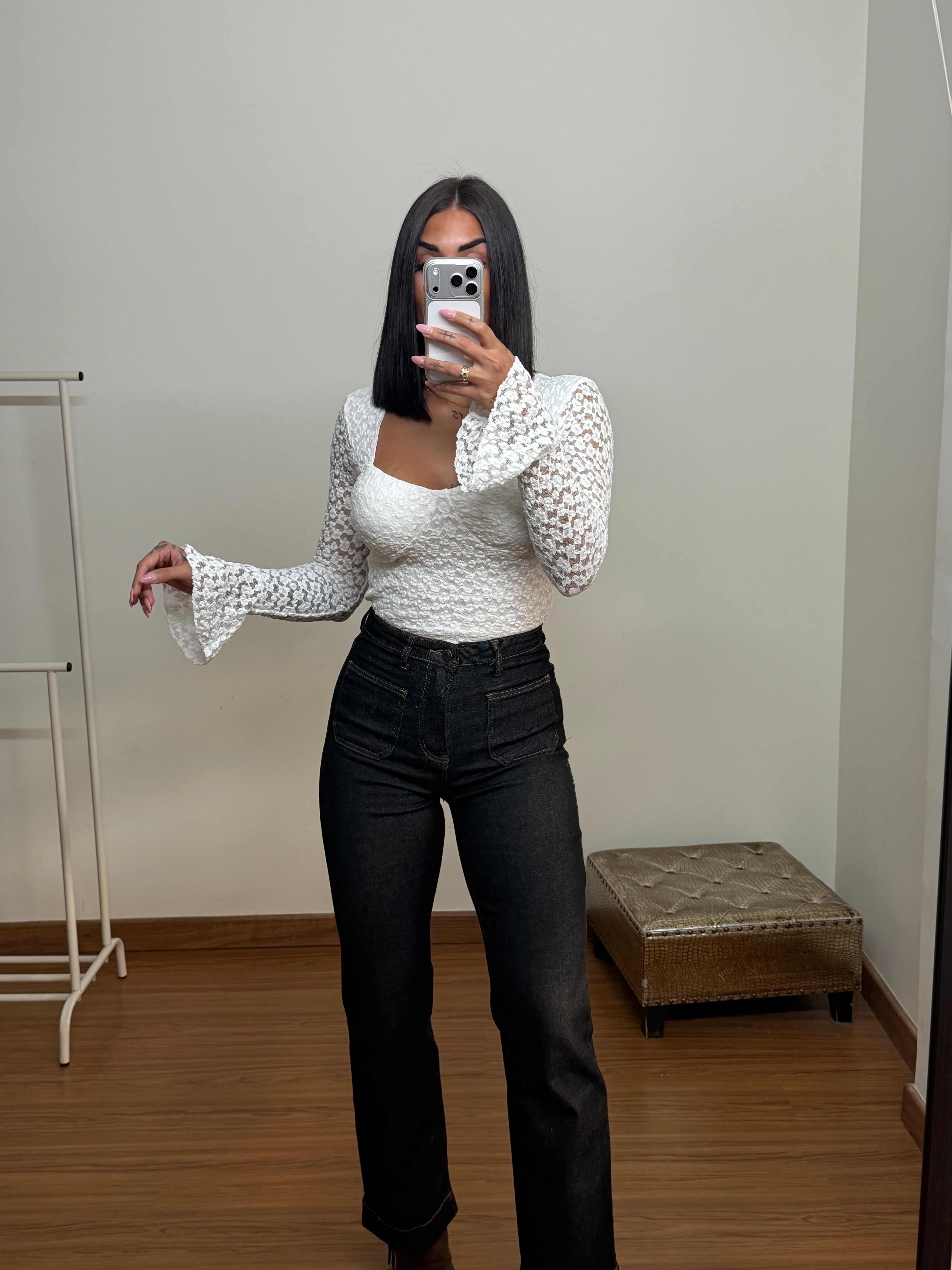 Top corazón encaje blanco