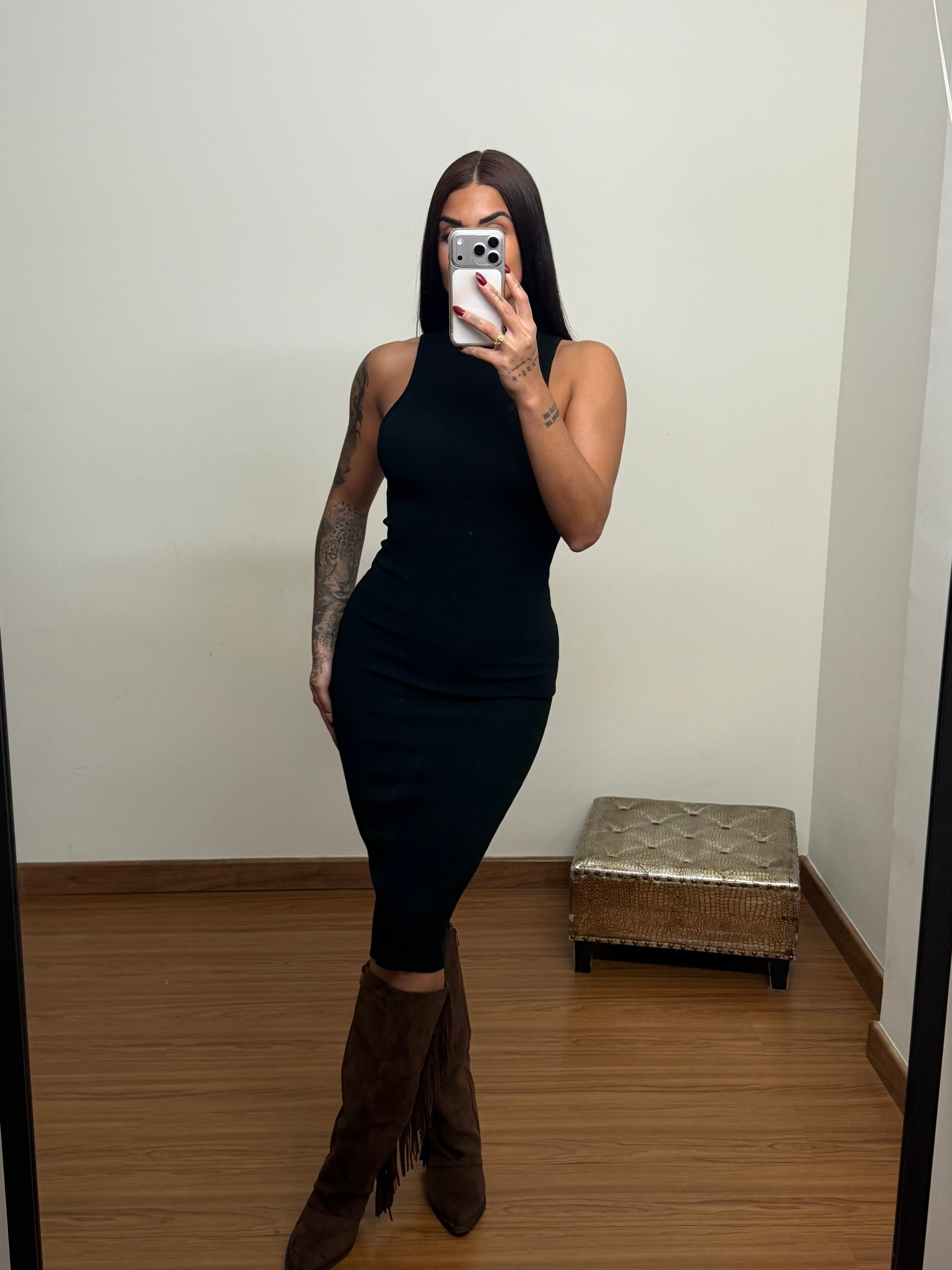 Vestido punto basic negro