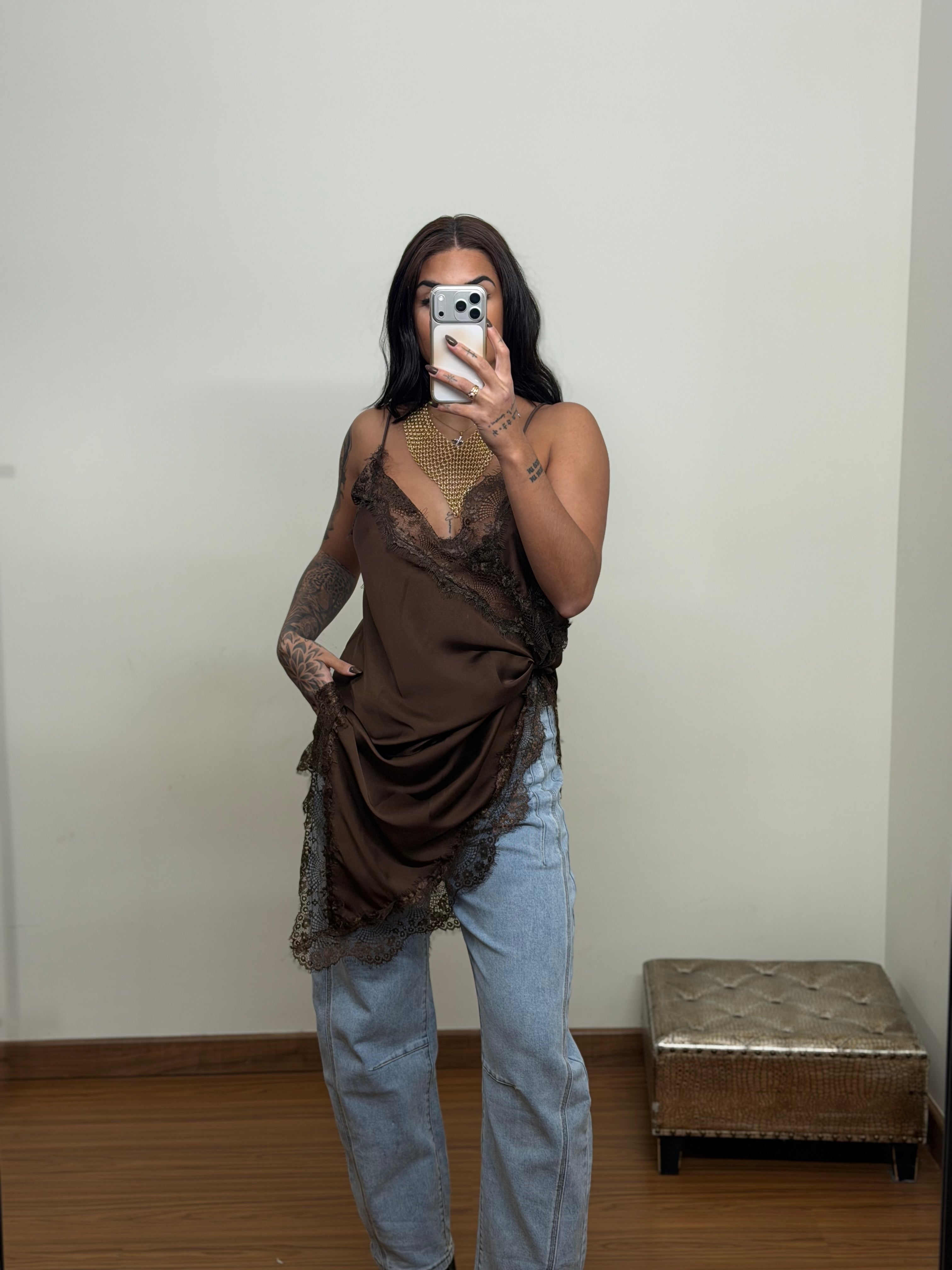 Lencera asimétrica chocolate