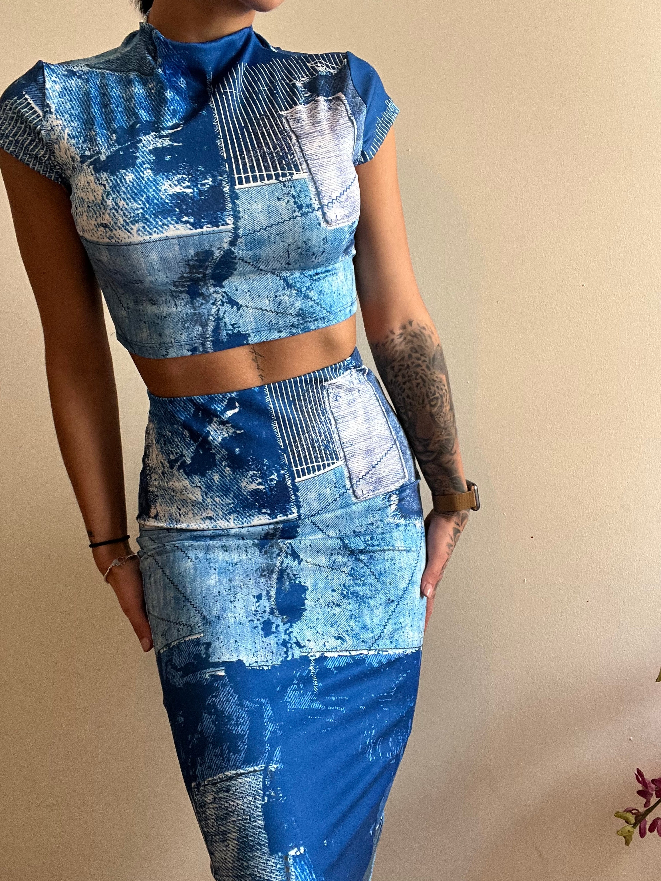 Conjunto efecto denim azul