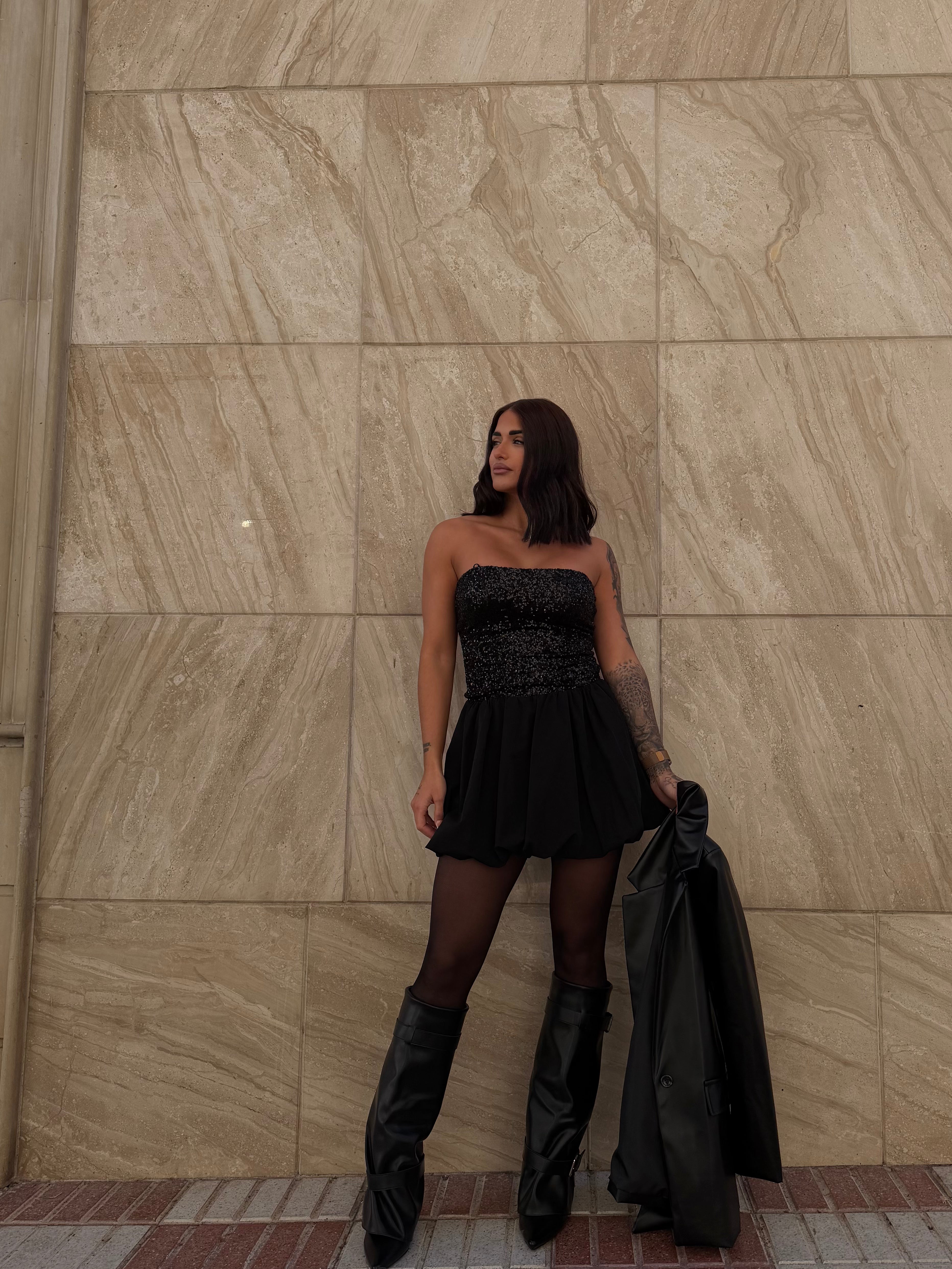 vestido globo lentejuela